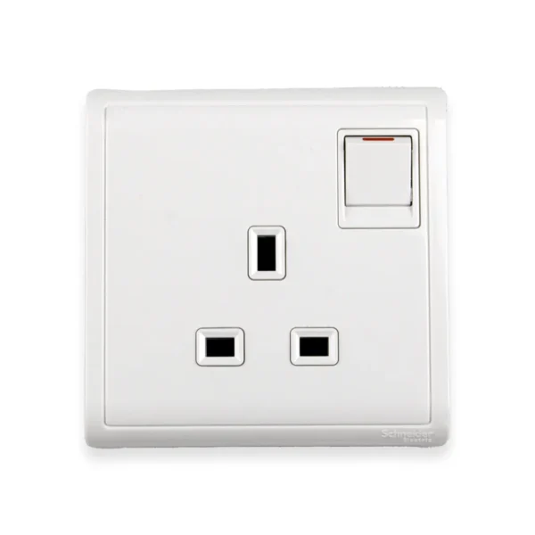 Pieno 13A 3 Pin Flat Switched Socket Single with Neon