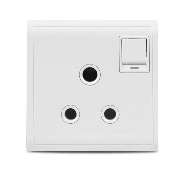 Pieno 15A 3 Pin Round Switched Socket with Neon